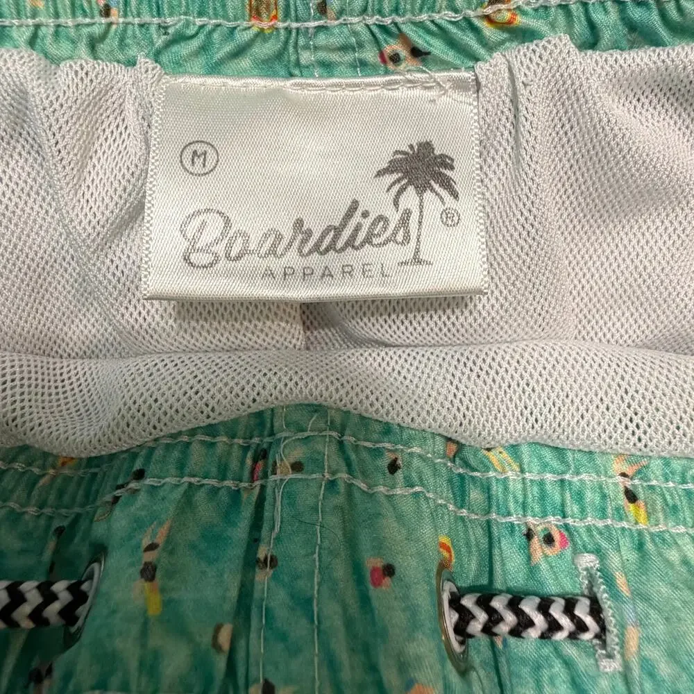 Boardies Apparel Men’s Swim Trunks Mint Green Micro Print Size Medium
